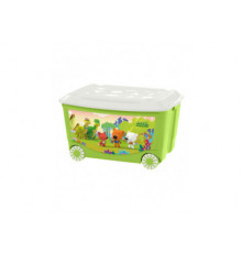 Ящик для игрушек на колесах с декором МИ-МИ-МИШКИ, 580Х390Х335мм, 45л (Зеленый)