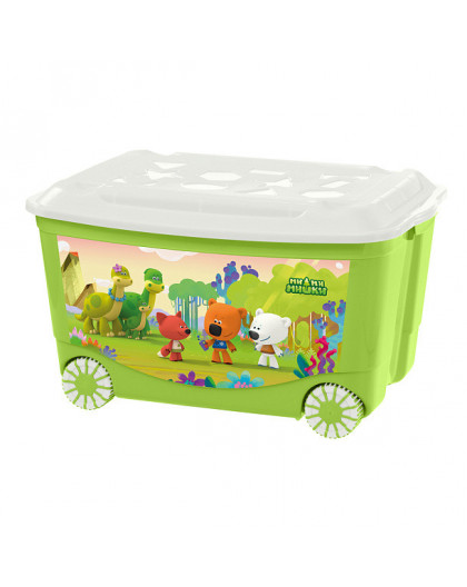 Ящик для игрушек на колесах с декором МИ-МИ-МИШКИ, 580Х390Х335мм, 45л (Зеленый)