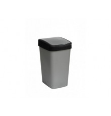 Ведро для мусора с подвижной крышкой Tandem10л (сер.металлик/черный)  235х195х337мм