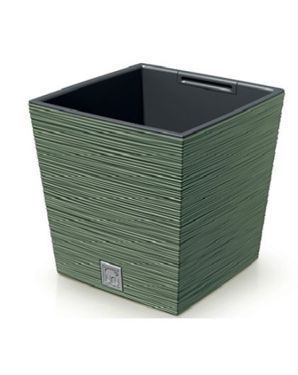 Кашпо FURU SQUARE LOW 24*24,h23,5см earth green с вкладышем (вкладыш 066707)