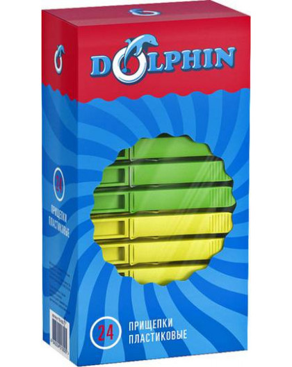 Прищепка пластиковая Дельфин (24шт.)  1/50 ПБ-003