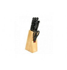 Набор ножей  7 предметов деревянная подставка кухонных в подарочной упаковке с ножницами