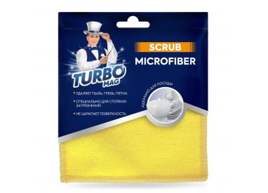 Салфетка чистящая TURBOMAG SCRAB микрофибра 330г/м2 15*15см., 3шт