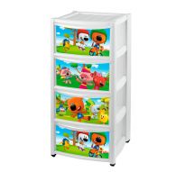 Комод детский МИ-МИ-МИШКИ с декором на колесах, 4 ящика