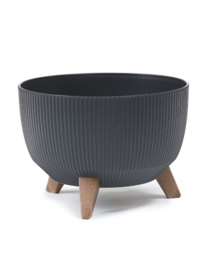 Кашпо ROMA ECO recycled Jumper на ножках d24, h19 см 5.1л антрацит (antracyt)