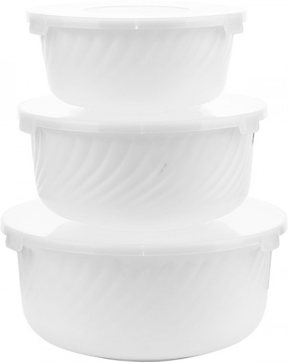 Набор 3-х салатников с крышками Белая