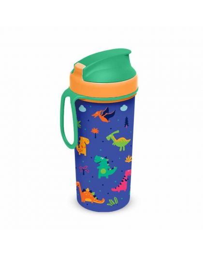 Стакан детский с крышкрй,петлей и декором 0,4л (Зеленый)