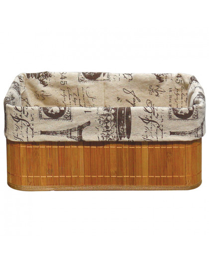 Бамбуковая корзинка с покрытием из натурального льна (каркас: стальной прут), размер 32*23*14
