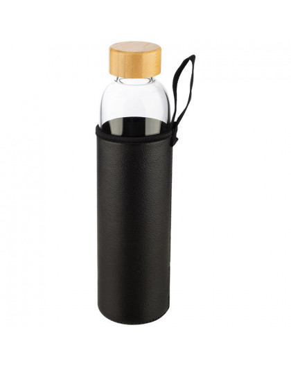 Бутылка для воды, Phantasie,объем 800 мл, из термостойкого стекла, в чехле, крышка из бамбука