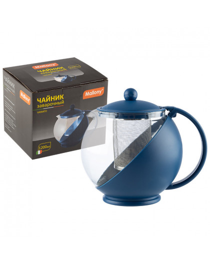 Чайник заварочный VARIATO, объем: 1,2 л, пластик корпус, фильтр из нерж стали, цвет: синий