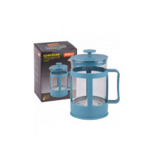 Чайник/кофейник (кофе-пресс) VARIATO,850 мл, из жаропрочного стекла в пласт корпусе, цвет: голубой