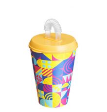 Стакан IZI-GO с крышкой и трубочкой 420мл с декором (микс)