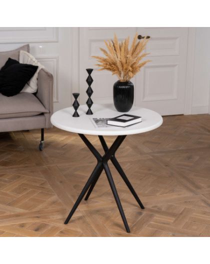 Стол TEORI T2 750х800х800см БЕЛЫЙ-ЧЕРНЫЙ