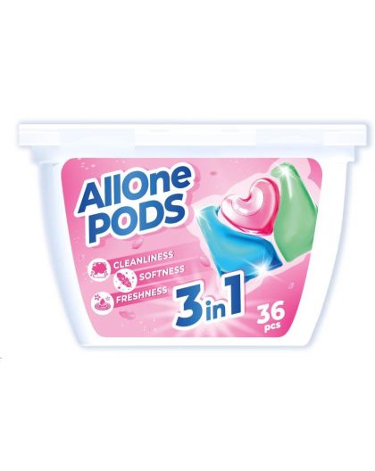 Капсулы для стирки многофункциональные 36шт ALLONE для всех типов белья цветочный /Арт-CAP03/489944/
