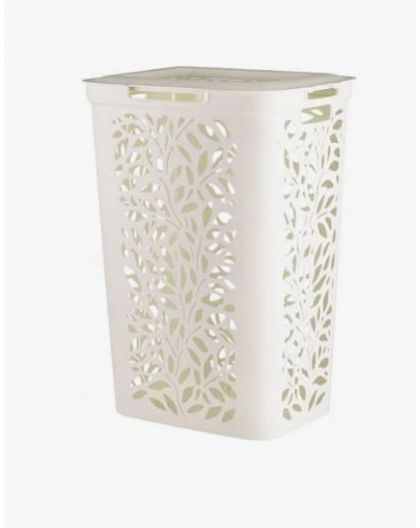 Корзина для белья 60л Leaves Молочный 440х340х635мм
