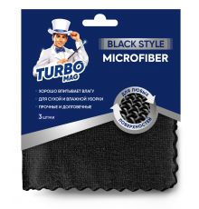 Салфетка универсальная TURBOMAG BLACK STYLE микрофибра 220г/м2 30*30см., 3шт