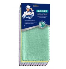 Салфетка универсальная TURBOMAG SUMMER микрофибра 220г/м2 30*30см., 5шт