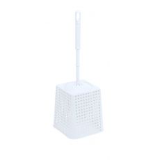 Набор для WC (ёрш+подставка) квадратный Лофт (белый) 140х140х425мм