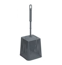 Набор для WC (ёрш+подставка) квадратный Лофт (серый) 140х140х425мм