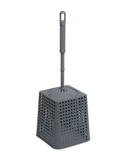 Набор для WC (ёрш+подставка) квадратный Лофт (серый) 140х140х425мм