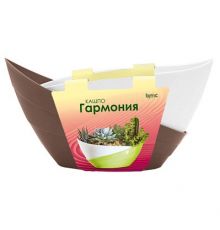 Кашпо Гармония (1,5л) Цв. Мокачино/Белый (Арт. КШ-4718)