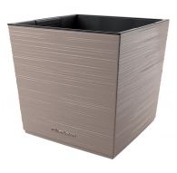 Кашпо квадрат  La Decoro мини (19л) Цв. Латте/ вставка Цв. Черный (Арт. КШ-2672)