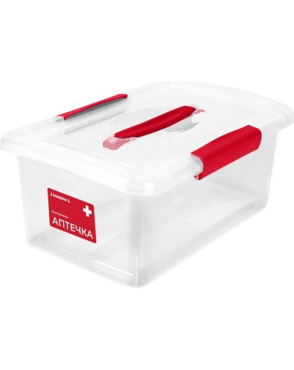 Контейнер-аптечка Keeplex Family doctor с защелками и ручкой 7л 35х23,5х14,8см прозрачный кристалл