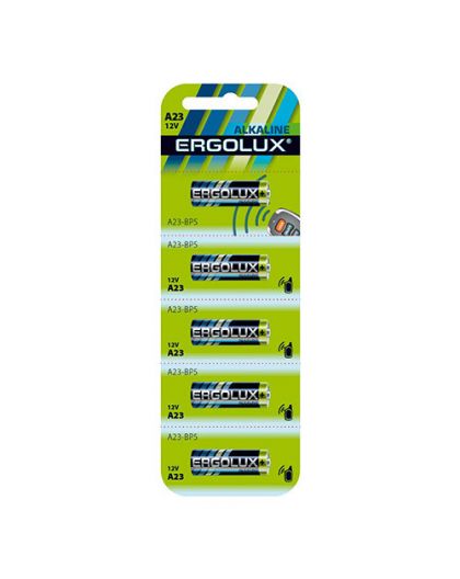 Батарейка алкалиновая Ergolux LR23A BL-5 (A23-BP5, 12В, для сигнализаций)
