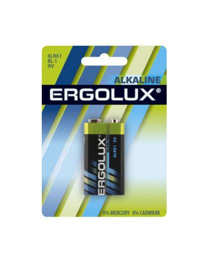 Батарейки Ergolux 6LR61 Alkaline BL-1 (6LR61 BL-1, 9В)