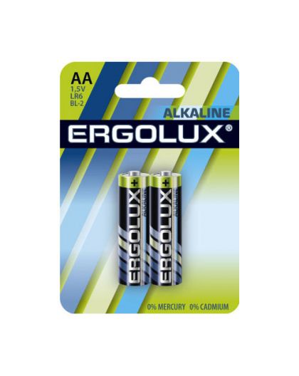 Батарейки Ergolux LR6 Alkaline BL-2 (LR6 BL-2, 1.5В)