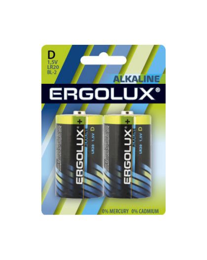 Батарейки Ergolux LR20 Alkaline BL-2 (LR20 BL-2, 1.5В)
