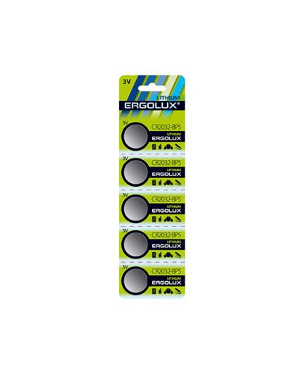 Батарейки литиевые Ergolux CR2032 BL-5 (CR2032-BP5, 3V)