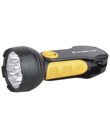 Фонарь Ultraflash LED3816 (фонарь аккум 220В, черный/желтый, 9 LED, SLA, пласт, склад. вилка коробка)