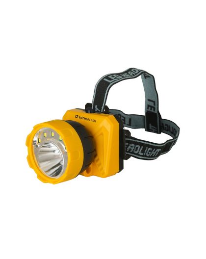 Фонарь Ultraflash LED5372 (фонарь налоб. желт /черн., 5SMD + 1 Вт LED, 2 реж, пласт, бокс)