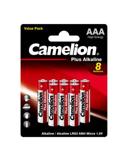 Camelion LR03 Plus Alkaline BL-8 (LR03-BP5+3, мизинчиковая батарейка ААА,1.5В)