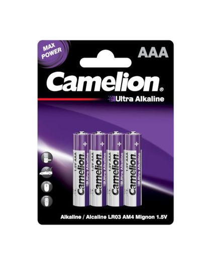 Camelion ULTRA LR03 BL-4 (LR03-BP4UT, мизинчиковая батарейка ААА,1.5В)