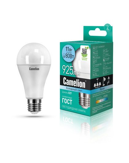 Лампа светодиодная Camelion LED11-A60/845/E27 (Лон 11Вт(80Вт) E27 4500K 170-265В)