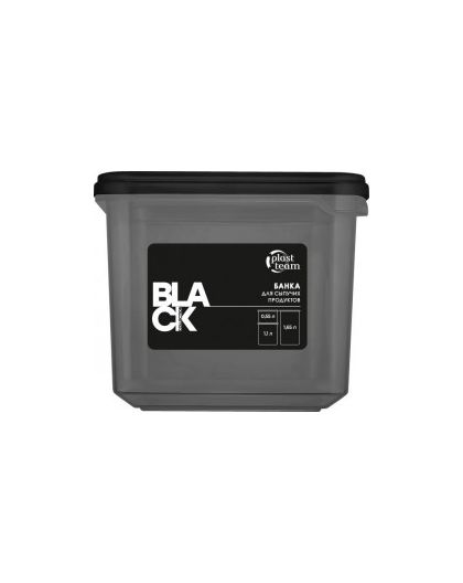 Банка для сыпучих продуктов Plast Team BLACK 0,55л прямоугольная