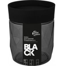 Банка для сыпучих продуктов Plast Team BLACK 0,5л круглая