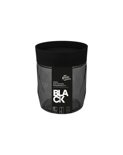 Банка для сыпучих продуктов Plast Team BLACK 0,5л круглая