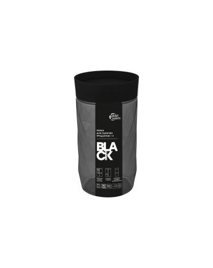 Банка для сыпучих продуктов Plast Team BLACK 1л круглая