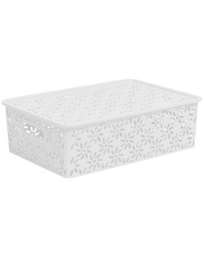 Корзинка Ромашка 7,5л с крышкой 350х245х105мм (белый)
