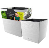 Кашпо квадрат  La Decoro 2 в 1  (19/34,5л) Цв. Белый (Арт. КШ-2695)
