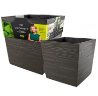 Кашпо квадрат  La Decoro 2 в 1  (19/34,5л) Цв. Трюфель (Арт. КШ-2701)