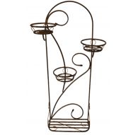 Подставка для цветов на 3 горшкаУзорная с полкой бронза 105*55*20мм