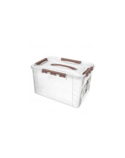 Ящик для хранения 20л универсальный с замками и ручкой GRAND BOX, 390х290х245мм (Коричневый)