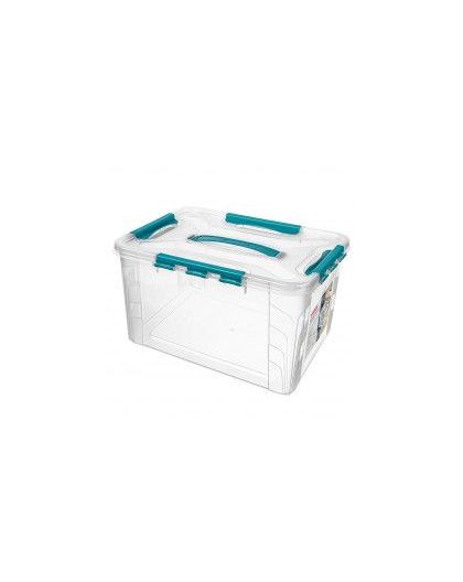 Ящик для хранения 20л универсальный с замками и ручкой GRAND BOX, 390х290х245мм (Голубой)