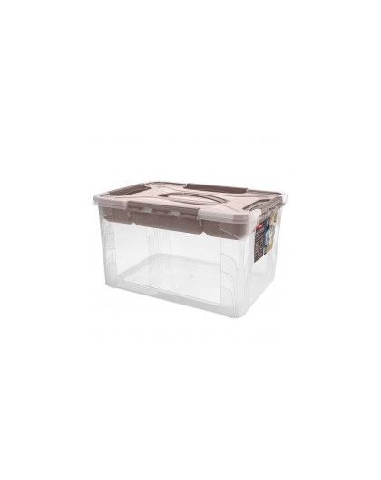 Ящик для хранения 20л унив. с замк. и ручк. и вставкой-орган. GRAND BOX, 390х290х245мм (Коричневый)