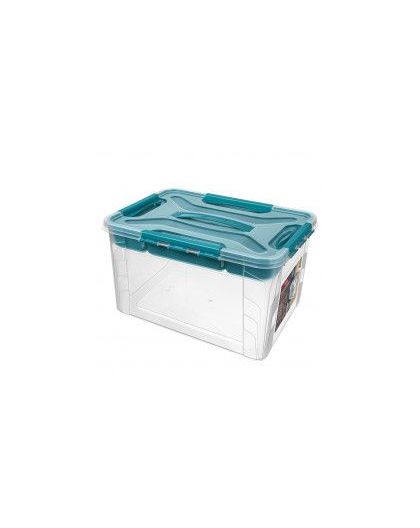 Ящик для хранения 20л унив. с замк. и ручк. и вставкой-орган. GRAND BOX, 390х290х245мм (Голубой)