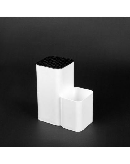 Подставка для ножей и столовых приборов бело-черный